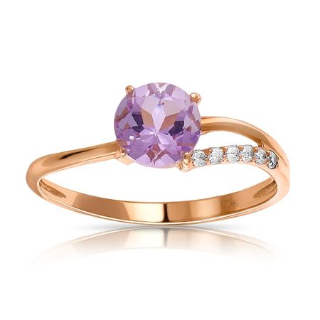 Кольцо из золота с аметистом и фианитами