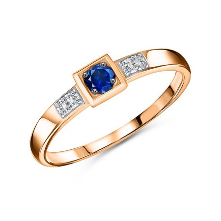 Золотое кольцо с сапфиром и бриллиантами с черным родированием