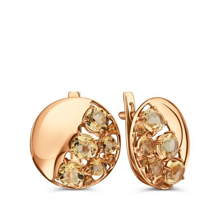 Золотые серьги с цитринами