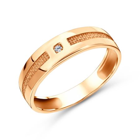 Золотое обручальное кольцо с фианитом 4 мм