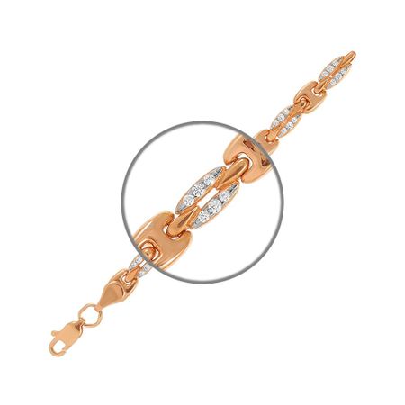 Золотой браслет Ролекс с фианитами и родированием