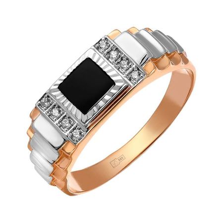 Золотая печатка с фианитами