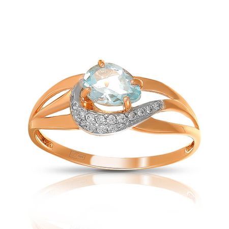 Кольцо из золота с топазом и фианитами