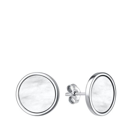 Серебряные серьги с перламутром и родированием