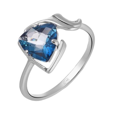 Кольцо из серебра с топазом и фианитом