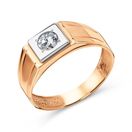 Золотая печатка с фианитом