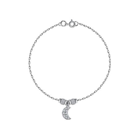 Серебряный браслет на ногу с фианитами