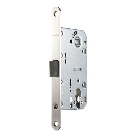 Замок врезной Fuaro PLASTP85C-50 SN для межкомнатной двери под цилиндр матовый никель