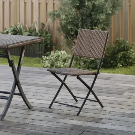 Стул садовый складной Zena Origami 44x84x59 см, искусственный ротанг, цвет тёмно-коричневый
