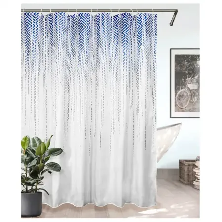 Штора для ванной Bath Plus Charme Red Trace 180x200 см полиэстер цвет бело-голубой