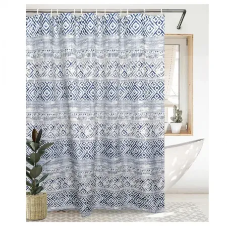 Штора для ванной Bath Plus Charme Red Etno2 180x200 см полиэстер цвет серо-синий