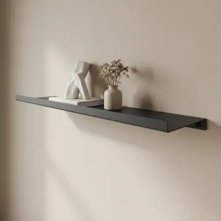 Полка настенная 44x12 см со скрытым креплением металл цвет черный подвесная книжная полка счетчик книг