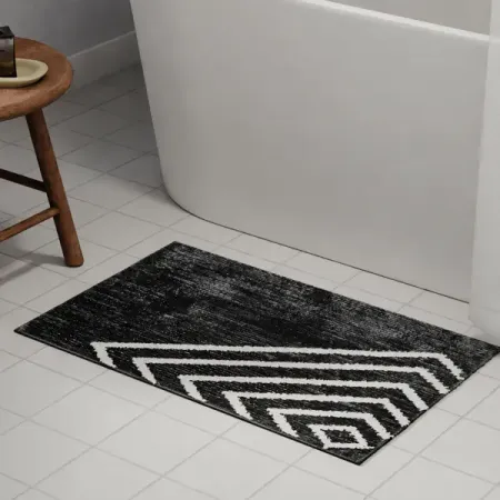Коврик для ванной Bath Plus Ромб 50x80 см цвет черный с белым рисунком