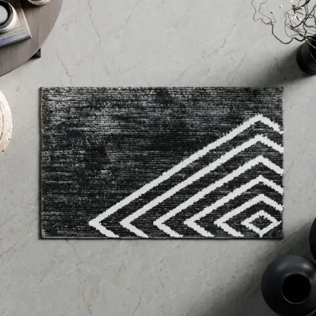 Коврик для ванной Bath Plus Ромб 50x80 см цвет черный с белым рисунком полиэстеровый ковёр с очным рисунком