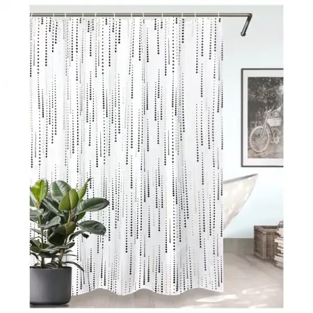 Штора для ванной Bath Plus Charme Red Mizzle II 180x200 см полиэстер цвет белый с черным и золотым