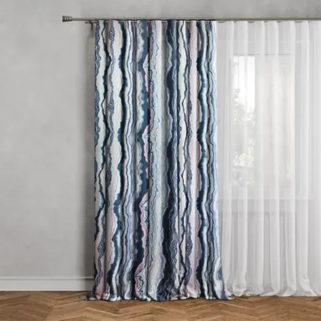 Штора на ленте димаут Мрамор 150x280 см цвет синий