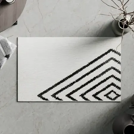 Коврик для ванной Bath Plus Ромб 50x80 см цвет светло-бежевый с черным рисунком