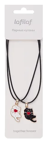 Набор парных кулонов Котики с сердечком (текстиль, металл) (12-04407-B74) (Lafilaf)