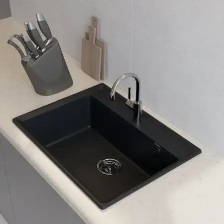 Мойка врезная Granfest Level 50x66 см глубина чаши 20 см мраморная крошка цвет черный