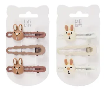 Набор заколок Зайчик мордочки матовые (3шт) (пластик) (6см) (12-03946-B88) (Lafilaf)