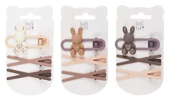 Набор заколок Зайчик и бантики матовые (3шт) (пластик) (6см) (12-03946-B87) (Lafilaf)