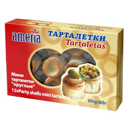 Тарталетки Ameria мини круглые 60 г мини пластиковые яйца динозавров 5 шт