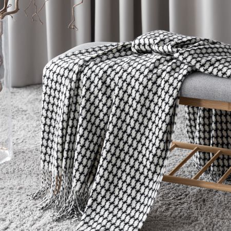 Плед Prime Prive глэнта черный/белый 140х200 см