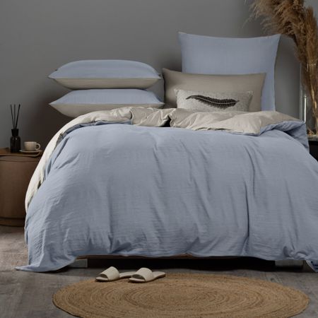 Комплект постельного белья Sleepix Юко голубой/серый семейный