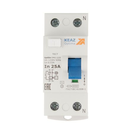 УЗО КЭАЗ OptiDin DM63 25А 1P+N тип AC 30 мА 6 кА (254166)