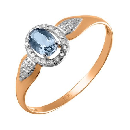 Кольцо из золота с топазом и фианитами