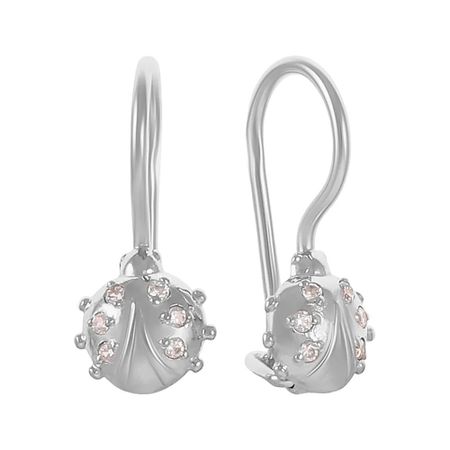 Серебряные детские серьги с фианитами и родированием