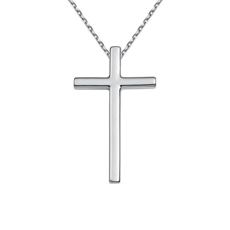 Серебряная подвеска Крест с родированием