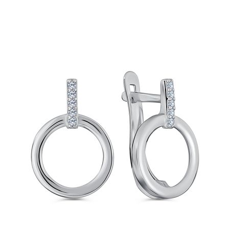 Серебряные серьги с фианитами и родированием