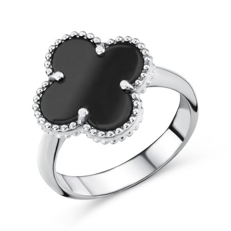 Серебряное кольцо с пластиком и родированием