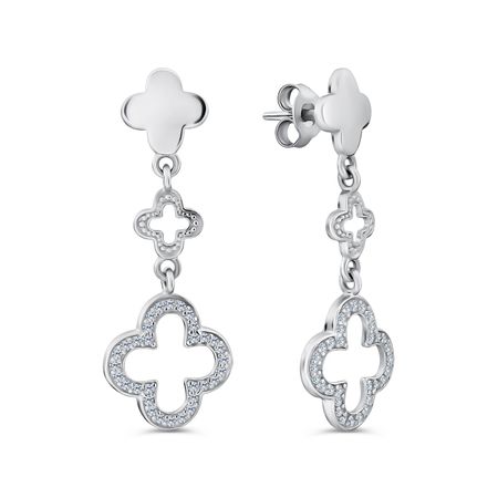 Серебряные серьги с фианитами и родированием