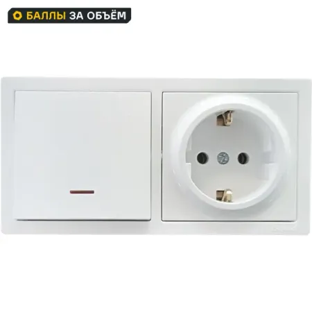 Блок выключатель с розеткой накладной Lezard Leto 1 клавиша цвет с заземлением с подсветкой цвет белый wallpad 1 2 gang switch с розеткой и usb