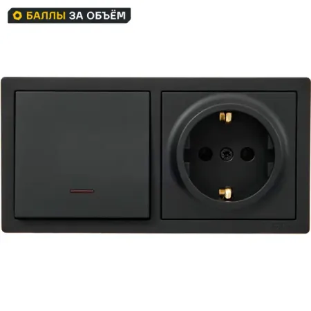 Блок выключатель с розеткой накладной Lezard Leto 1 клавиша цвет с заземлением с подсветкой цвет черный бархат wallpad 1 2 gang switch с розеткой и usb