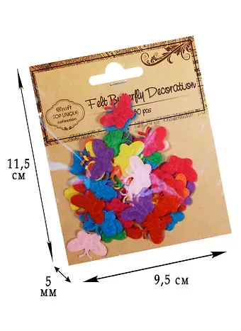 Бабочки фетровые микс 2,2*1,5см  50 шт  D26001248