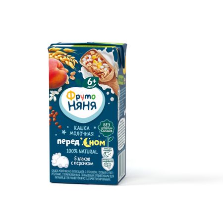 Кашка ФрутоНяня молочная из 5 злаков с персиком с 6-ти месяцев 200 мл