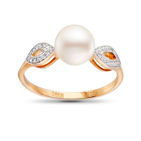 Кольцо из золота с жемчугом и бриллиантами
