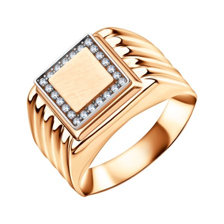 Золотая печатка с фианитами