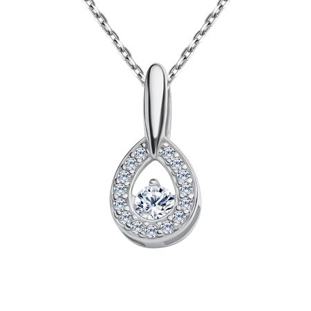 Серебряная подвеска с ювелирным стеклом и фианитами с родированием