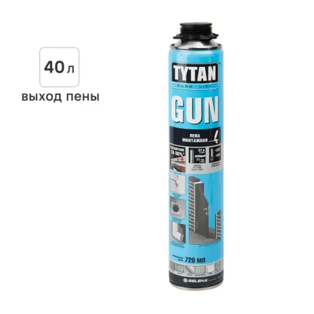 Пена монтажная профессиональная Tytan Gun 40 выход пены 40 л всесезонная 720 мл