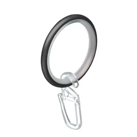Кольцо с крючком Квадро металл цвет черный D28 мм 10 шт