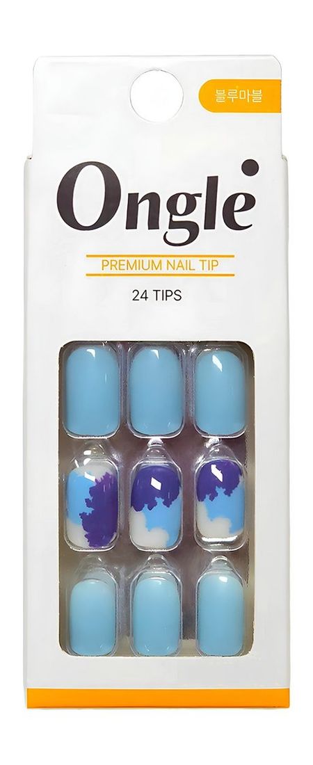 Ongle Premium Nail Tips Set Blue Marble пластырь гидроколлоидный веллфит 3 7см х 5 5см 6