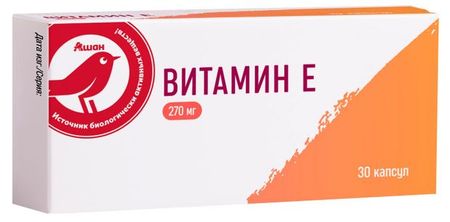 Витамин Е АШАН Красная птица 270 мг, 30 капсул