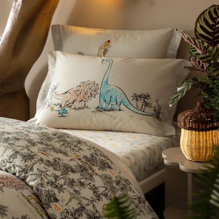 Простыня на резинке Togas Kids Динно бежево-зеленый 60x120+17 см