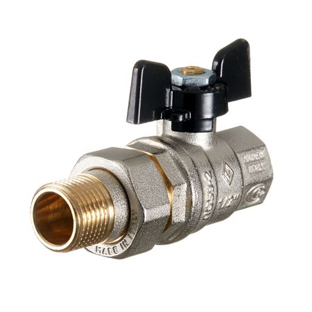 Кран шаровой латунный Bugatti 1/2 ВР(г) х 1/2 НР(ш) бабочка с полусгоном прямой (3220088) кран шаровой stout с полусгоном 1 2 вр нр бабочка латунь