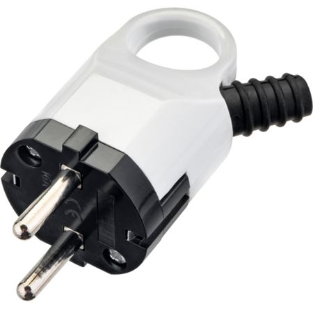 Вилка угловая с заземлением 16 А 230 В Düwi с кольцом белая (30467 8)