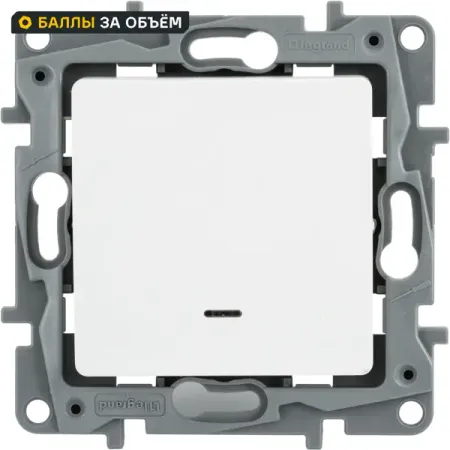 Выключатель проходной встраиваемый Legrand Etika 1 клавиша с подсветкой цвет белый